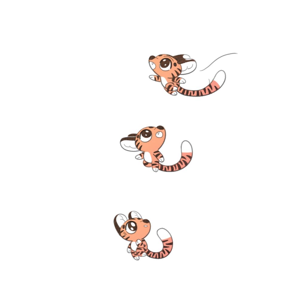 Tigermouse runs, but the fox has vanished. Tigermouse stands looking up, wondering. 