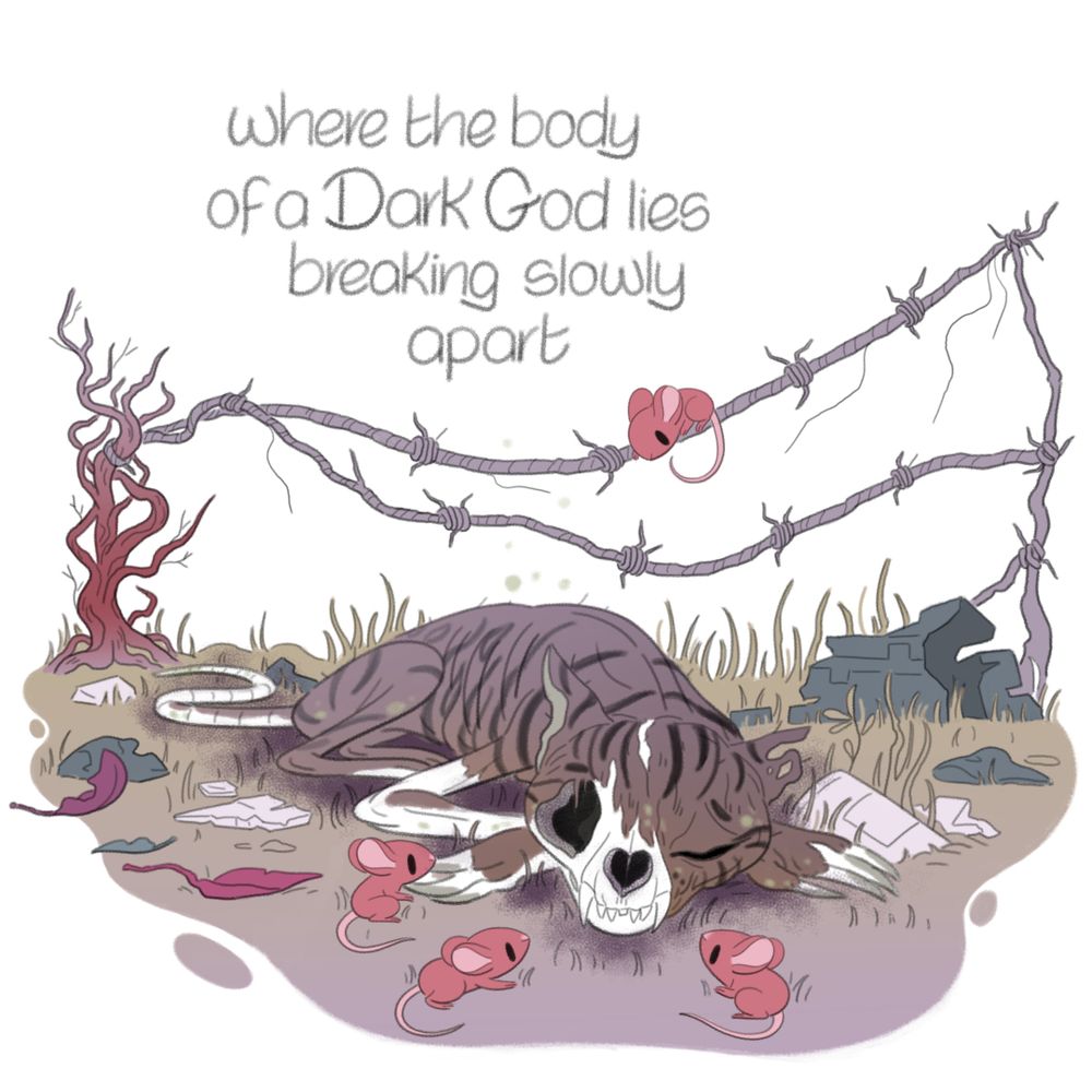 where the body of a Dark God lies breakingvslowly apart 