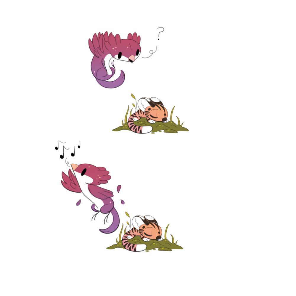 the sparroweasel spots tigermouse and calls out 