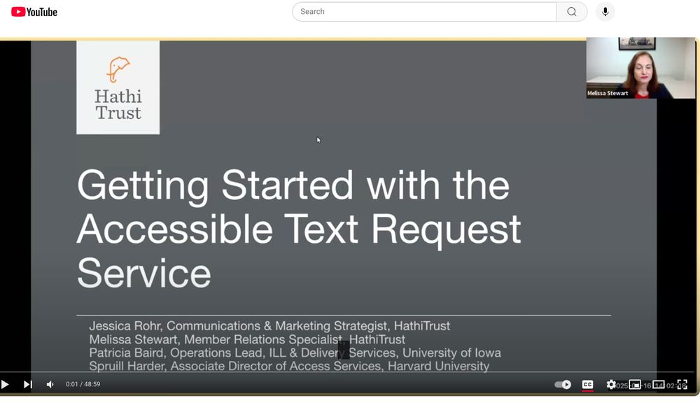 Webinar screenshot showing title Getting Started With the Accessible Text Request Service
