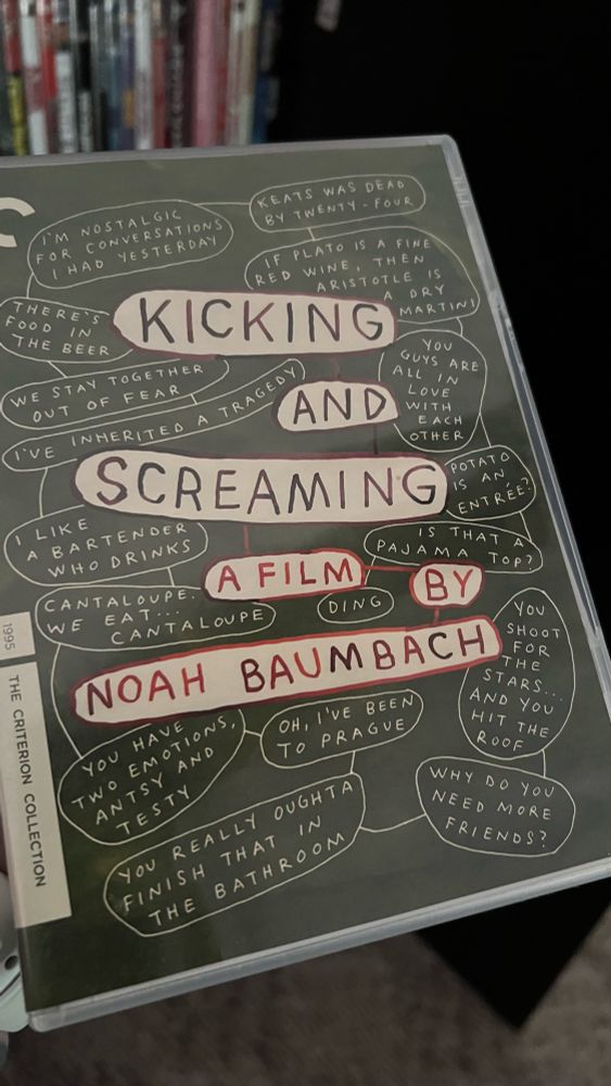 Photograph of my copy of the Criterion Collection edition DVD of Noah Baumbach’s 1995 film “Kicking and Screaming”.