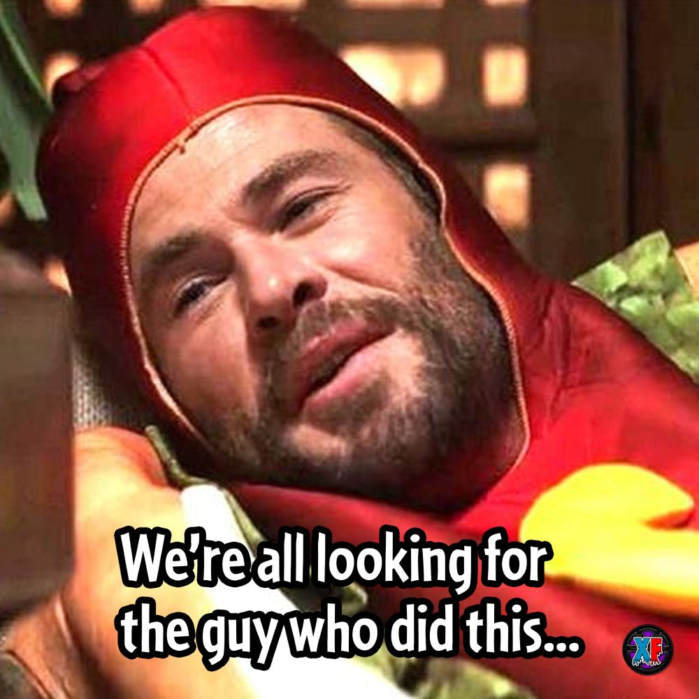 No, Thor, you're the only dressed as a hot dog.