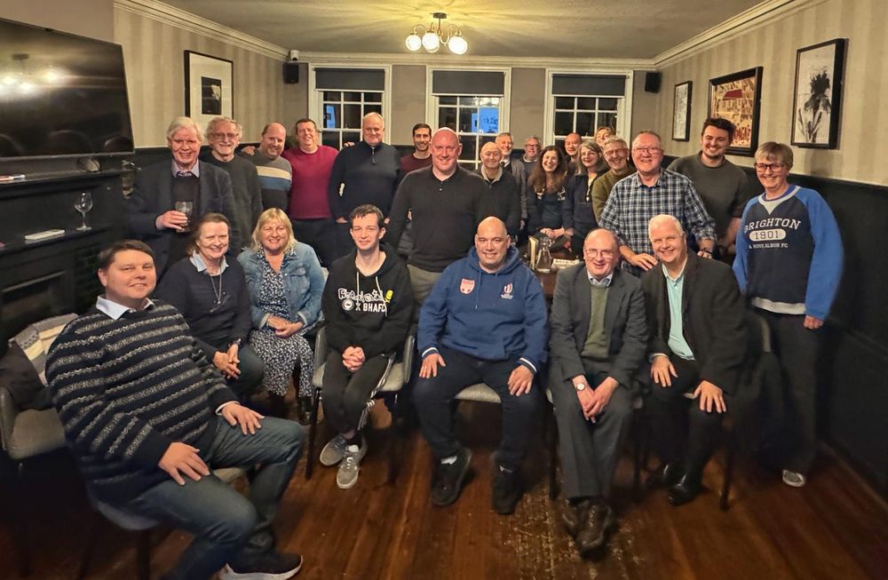 Seagulls Over London members pictured with guest, Albion legend, Kerry Mayo