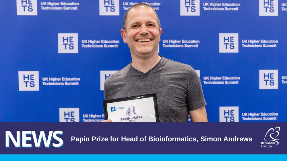 Dr Simon Andrews, Head of Bioinformatics at the Babraham Institute, holding a certificate and an award for the 2025 Papin Prize for Contribution to Research. Image courtesy of The UK Institute for Technical Skills and Strategy. Photography by Alex Wilkinson Media.