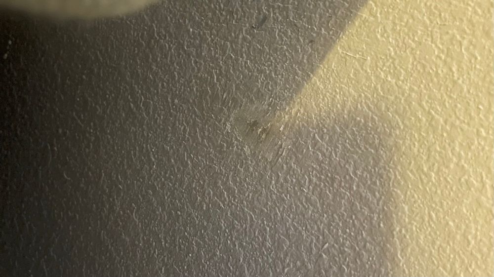 Big ass chunk of missing paint from my Stanley handle bashing into the wall. 🤣