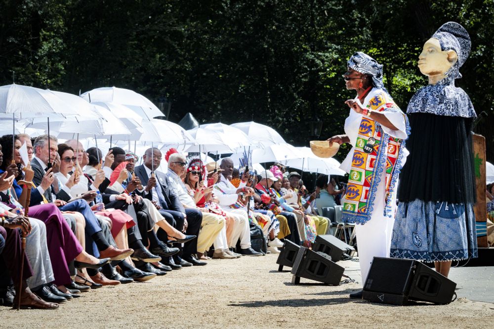 Nationale Herdenking van het Nederlands Slavernijverleden in Amsterdam. Foto: ANP/Ramon van Flymen