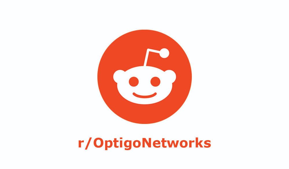 The Reddit Logo on a white background with the address r/OptigoNetworks 