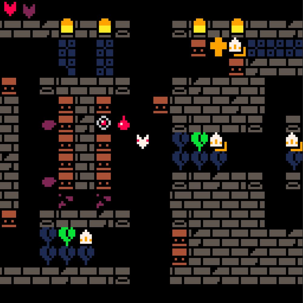 screenshot of low resolution top down puzzle game in a castle