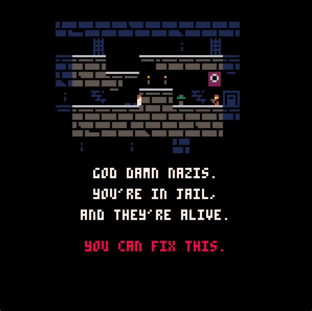 screenshot of PRINCE OF PRUSSIA, a puzzle platformer game about stabbing nazis highly reminiscent of PRINCE OF PERSIA