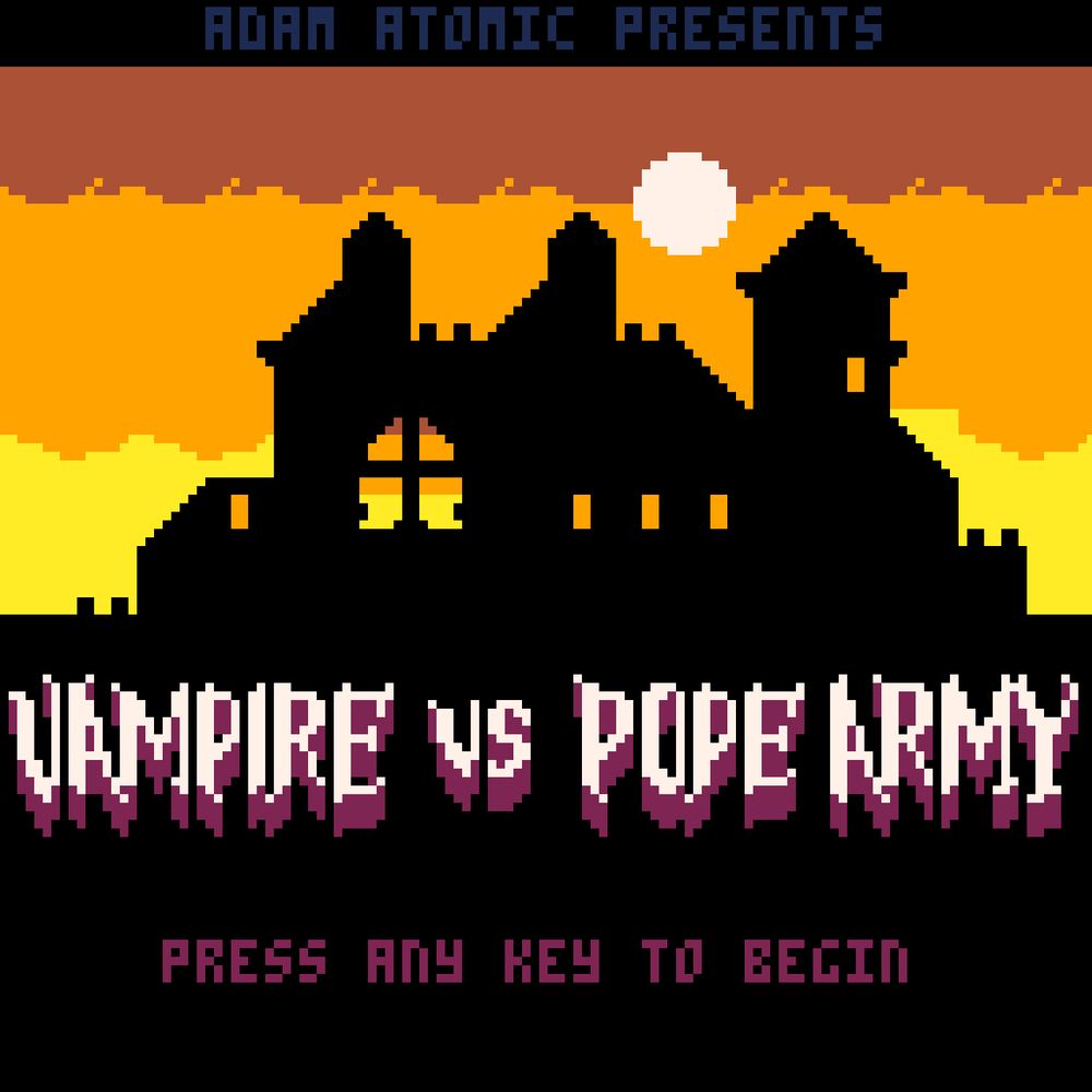 screenshot of title screen for VAMPIRE vs POPE ARMY