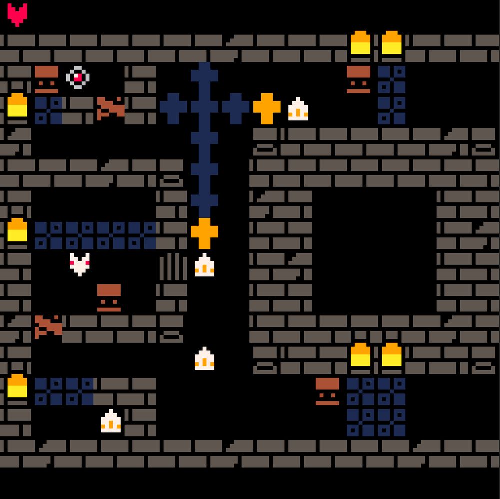 screenshot of low resolution top down puzzle game in a castle