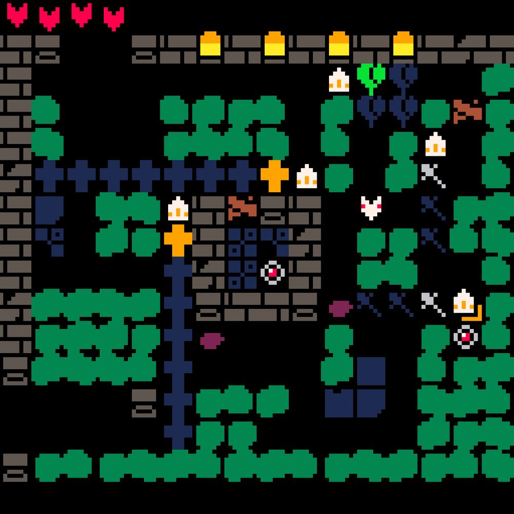 screenshot of low resolution top down puzzle game in a castle