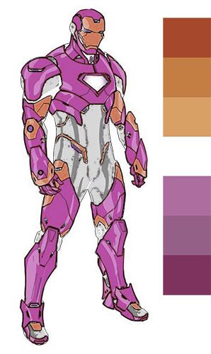 The crop top Iron Man armor professionally recolored to the lesbian flag
