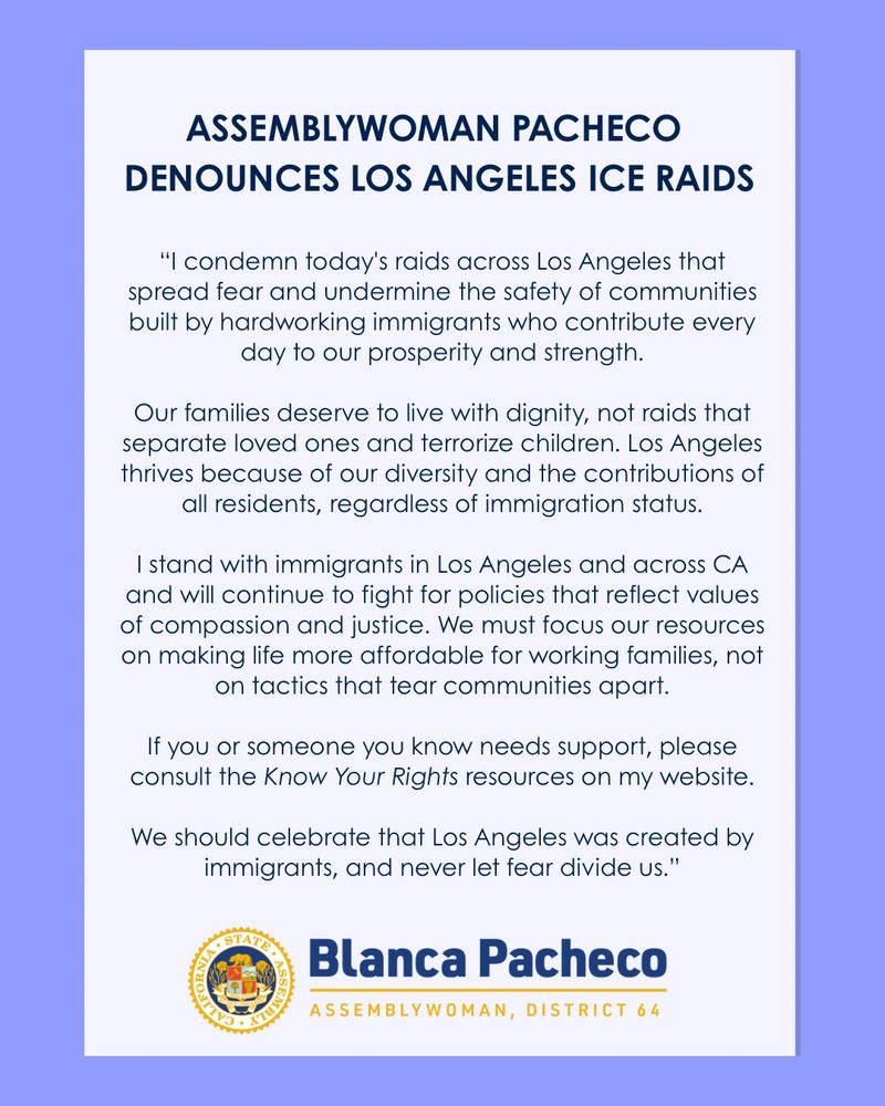 Statement on ICE raids 