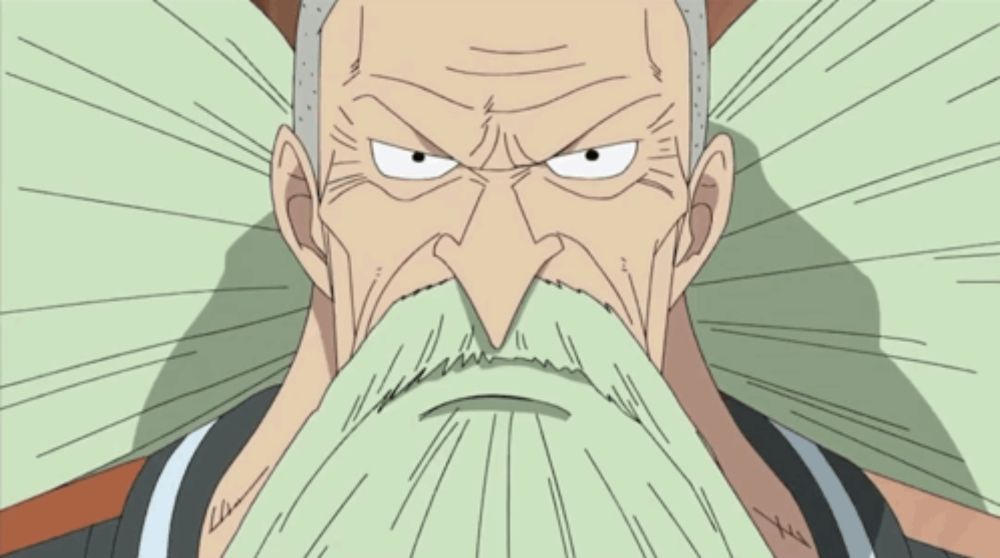 a man with a beard is screaming with the words knowledge comes from the past