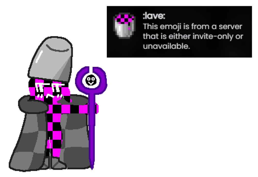 lave queen holding a epic girlboss staff and shes wearing a bucket