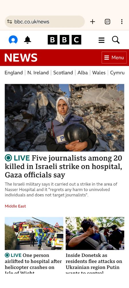 LIVE
. 

Five journalists among 20 killed in Israeli strike on hospital, Gaza officials say