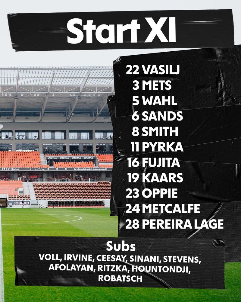 Die Startelf: Vasilj, Mets, Wahl, Sands, Smith, Pyrka, Fujita, Kaars, Oppie, Metcalfe, Pereira Lage,