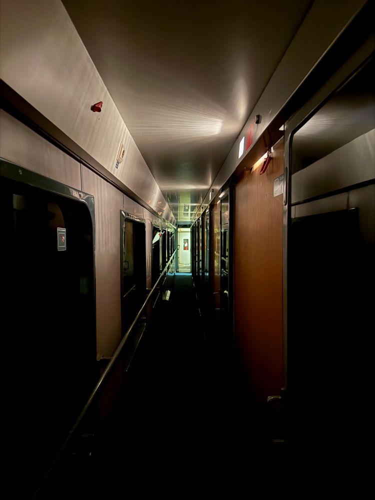 Couchette car corridor