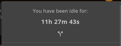 Temporizador dizendo que eu estive inativo por 11 horas 27 minutos e 43 segundos