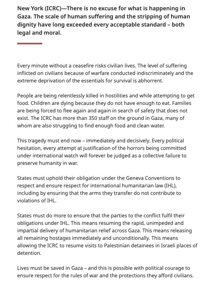 ICRC Statement on Gaza