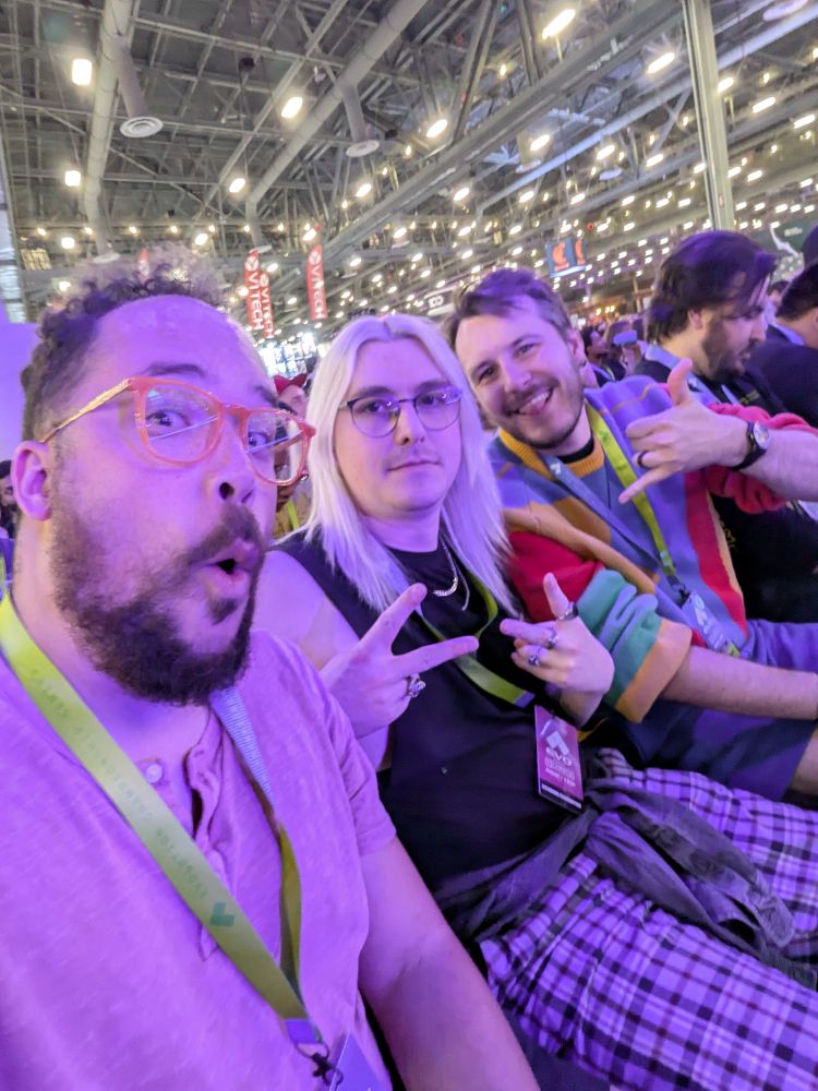 Todd Cameron, Sunder, and Nickolai Boulton chillin front row at EVO main stage 