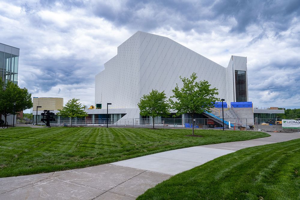 Performing Arts building with fencing around it