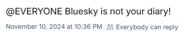 @EVERYONE Bluesky is not your diary!
