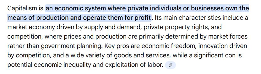 Capitalism is an economic system where private individuals or businesses own the means of production and operate them for profit. Its main characteristics include a market economy driven by supply and demand, private property rights, and competition, where prices and production are primarily determined by market forces rather than government planning. Key pros are economic freedom, innovation driven by competition, and a wide variety of goods and services, while a significant con is potential economic inequality and exploitation of labor. 