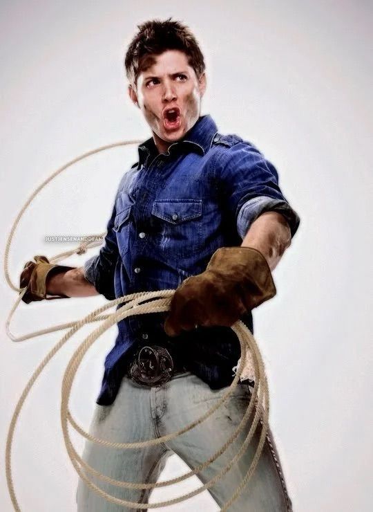 Jensen Ackles twirling a lasso.
