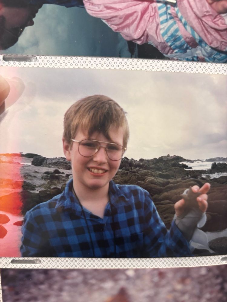 An 11 year old Dustin proudly holding up his first starfish find at the age of 11 near Monterey Bay California. We had just moved to California a month before this. On this same trip we went whale watching and I also got to see my first whale, and picked my little guts out because of the stormy sea. But I stood fast on that prow looking for the whales, even as everyone else went inside the cabin. 
