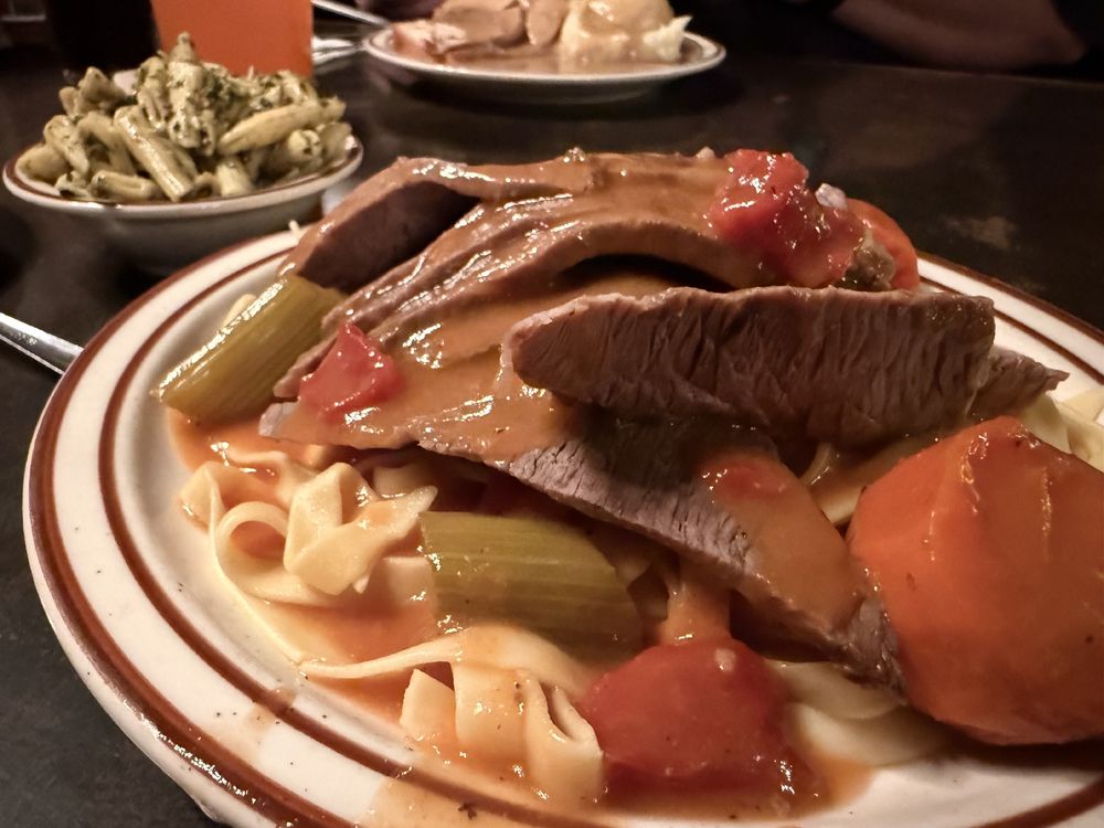 Pot roast and noodles from Harry’s Hofbrau in San Leandro