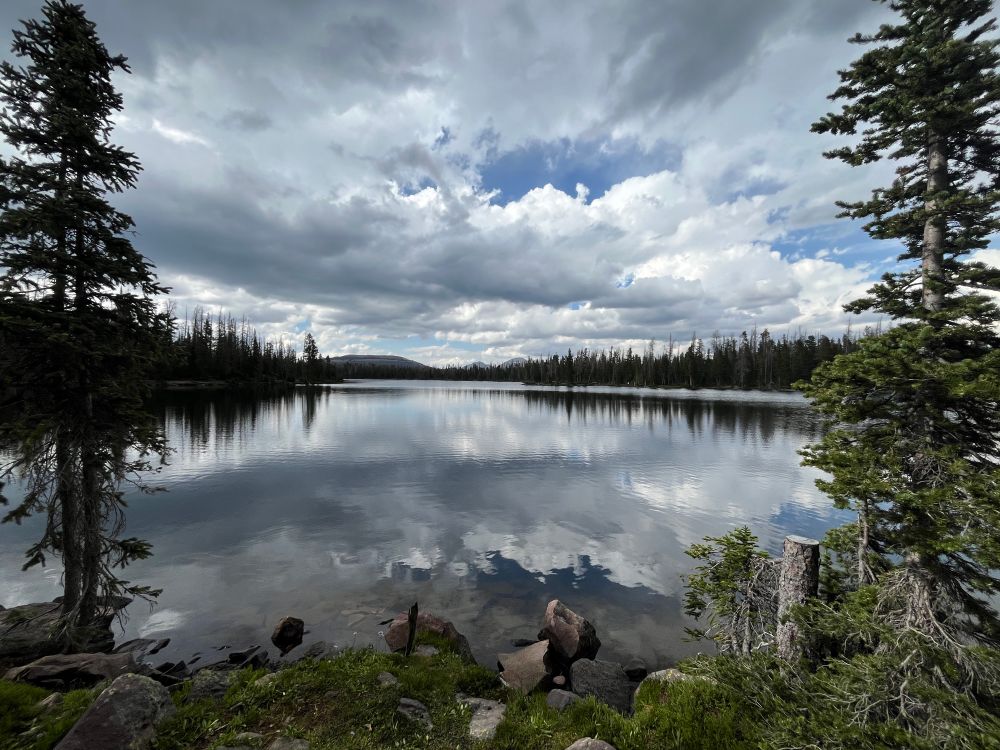 A mountain lake with reflection