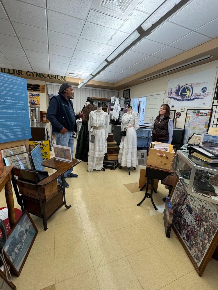 Shannon Bird visits with the Commerce City Historical Society.