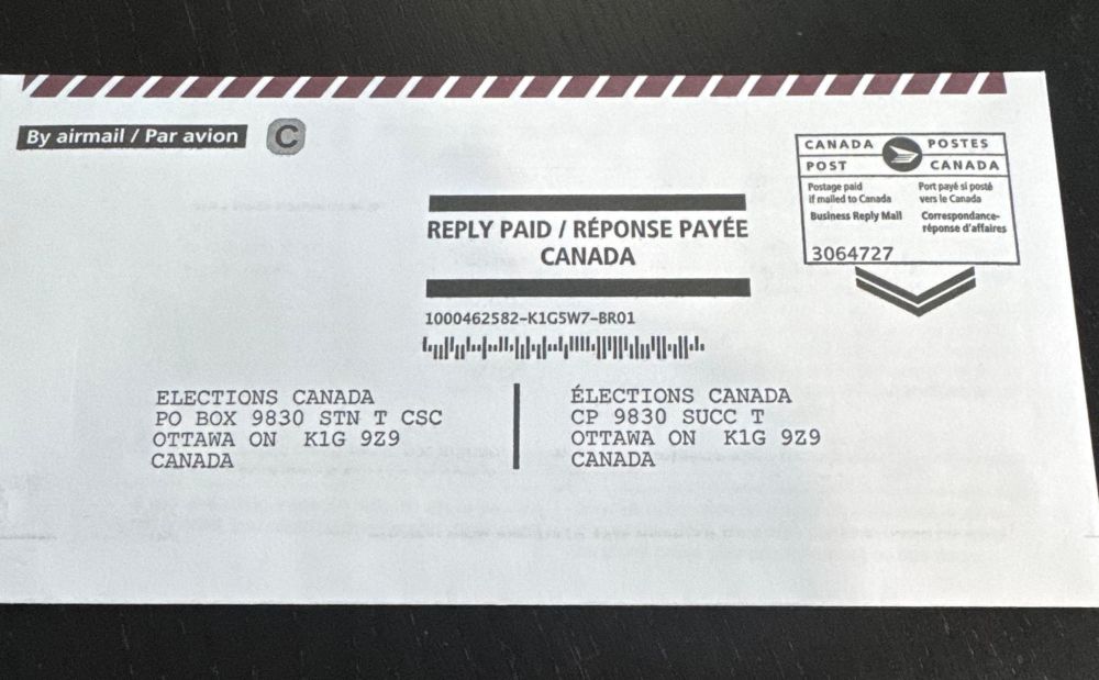 Elections Canada envelope.