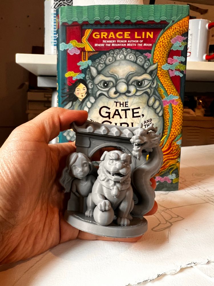 3-d printed sculpture of characters from Grace’s book 