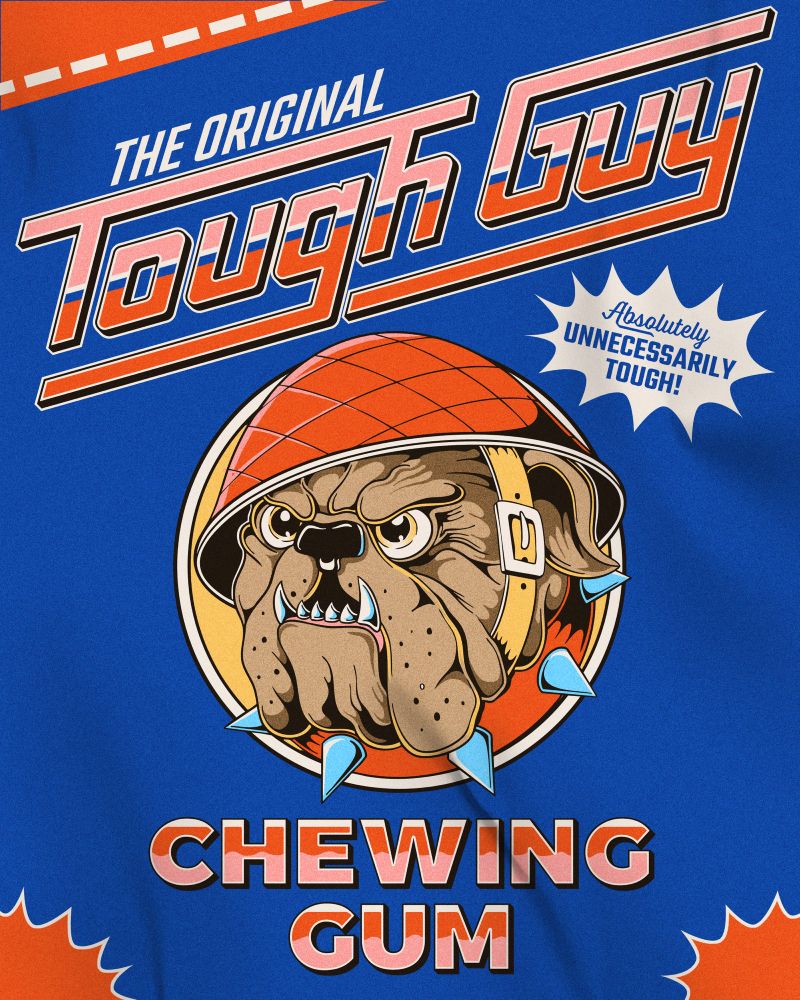 Vintage-inspired chewing gum packaging illustration 