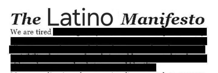 “The LATINO manifesto. 

We are tired.”
