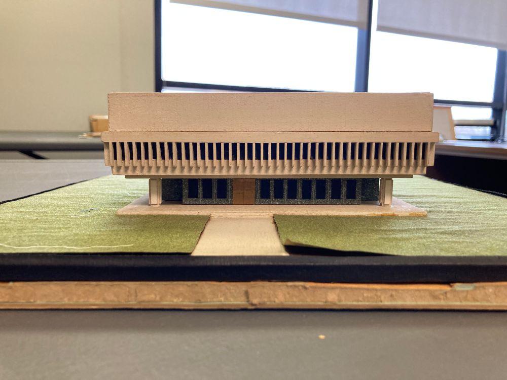 Scale model of an early design for the archives at Wayne State University.