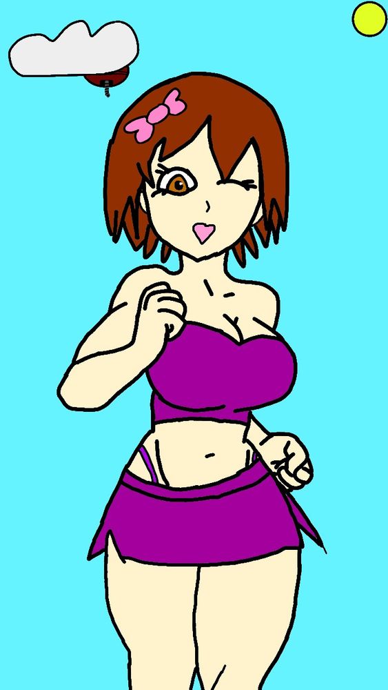 https://www.newgrounds.com/art/view/infinityisaiah2022/megan-s-beach-day
(Copied and pasted from Newgrounds)

Just a nice day at the beach for Megan while she’s in her purple bikini. It’d be a shame if something happened to her.😉😏

Hint; check the top left and the bottom of the cloud.