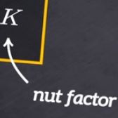arrow pointing at a letter K, labelled "nut factor"