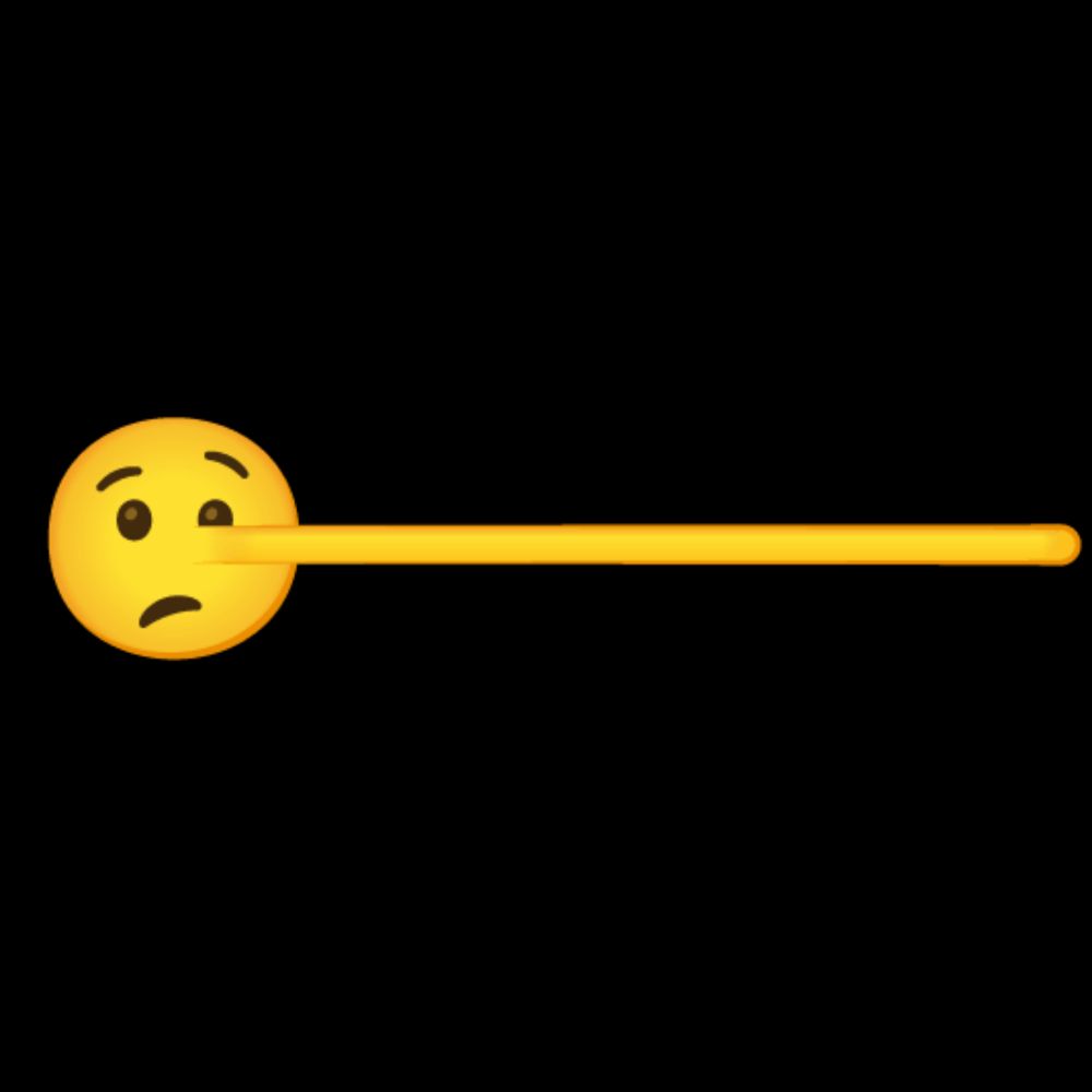 The Pinocchio nose emoji with an insanely long nose