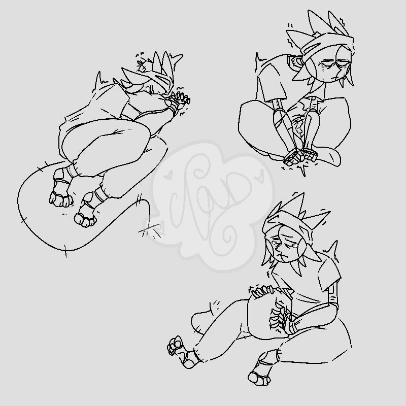 four sketches of rain, all in carious states of mourning.