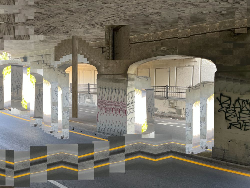 digital collage of an underpass