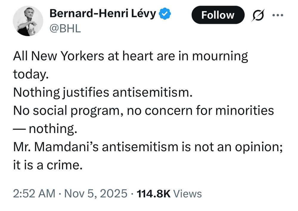 BHL's bonkers hallucination about Mamdani's antisemitism
