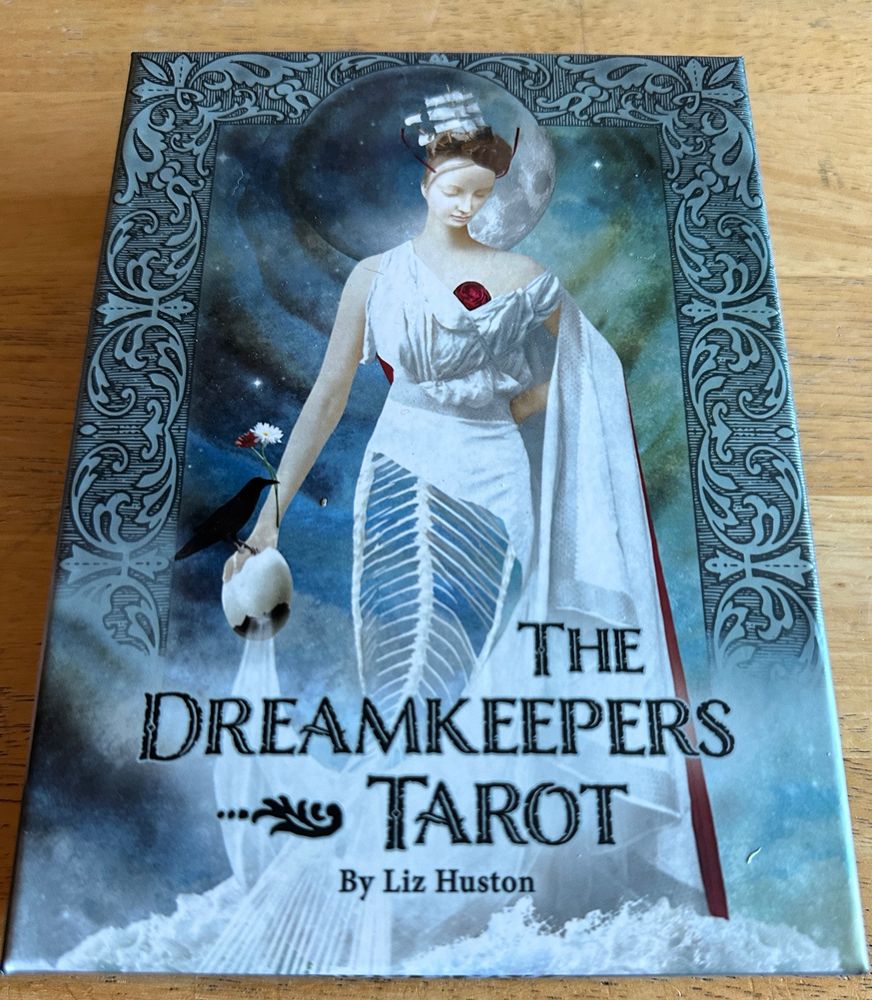 Box for The Dreamkeepers Tarot by Liz Huston. The Star card is the cover art, with an embellished border around the card art