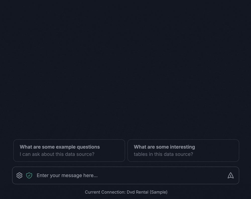 GIF of DataLine, a tool that allows exploring databases and plotting charts purely using plain text with a focus on data privacy.