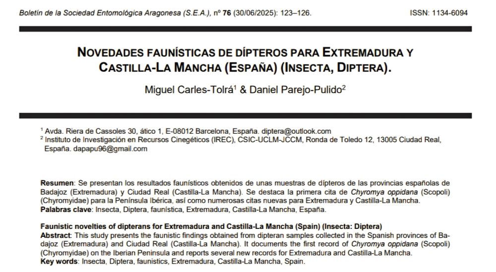 https://www.researchgate.net/publication/393870933_Novedades_faunisticas_de_dipteros_para_Extremadura_y_Castilla-La_Mancha_Espana_Insecta_Diptera?_sg%5B0%5D=GvIOcZs3BMe67iXBy3y0nAf05Xp-aJEU093glW3DltxSkl9J65ZjIvh_gafl1pQltTNmPeJTQ6J9H-6KYL56igE6x8RwHuQ6l06xQqlB.ztAYiPfOkSJN3Vp_EGLqnMop5N-1cP9mn4e-SI-i_Mqak0ifGY2ltGZs8s__FhT-zIwMmrTtMPe2fB5YxHoEew&_tp=eyJjb250ZXh0Ijp7ImZpcnN0UGFnZSI6ImxvZ2luIiwicGFnZSI6InByb2ZpbGUiLCJwcmV2aW91c1BhZ2UiOiJwcm9maWxlIiwicG9zaXRpb24iOiJwYWdlQ29udGVudCJ9fQ