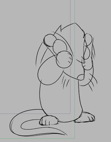 A lenn-shaped rat gooming themselves. It's what the rats do.