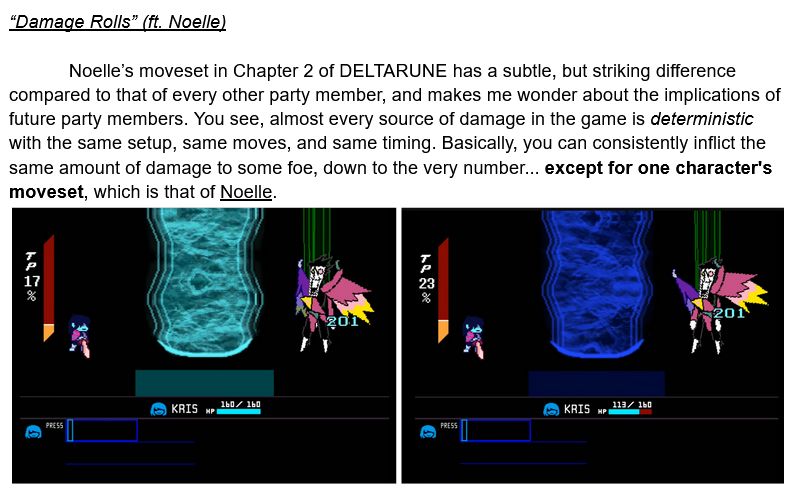 two screenshots of kris dealing damage to spamton neo. both attacks deal exactly 201 points of damage.